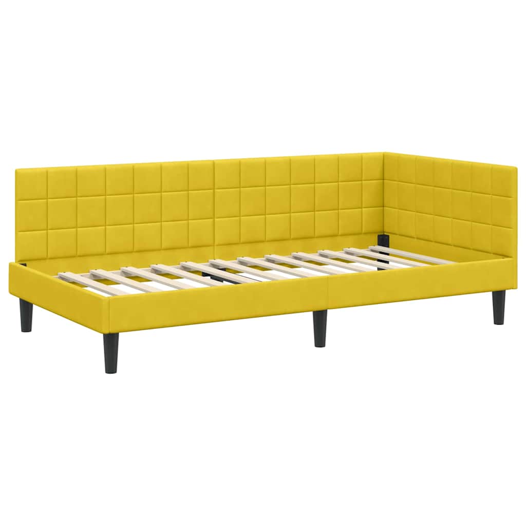 vidaXL Κρεβάτι γωνίας με στρώμα με κεφαλάρι 2 pcs Κίτρινο Βελούδο