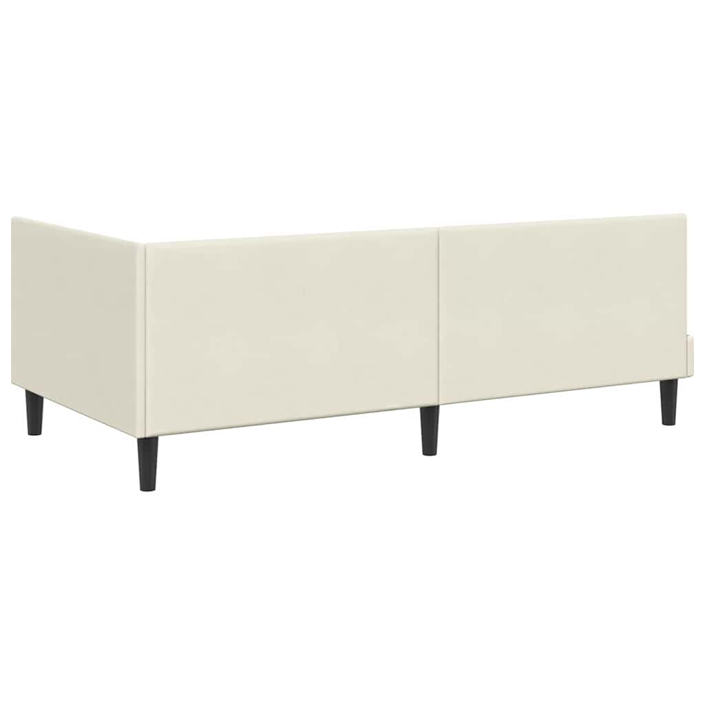 vidaXL Κρεβάτι γωνίας με στρώμα με κεφαλάρι 2 pcs Κρεμ Βελούδο