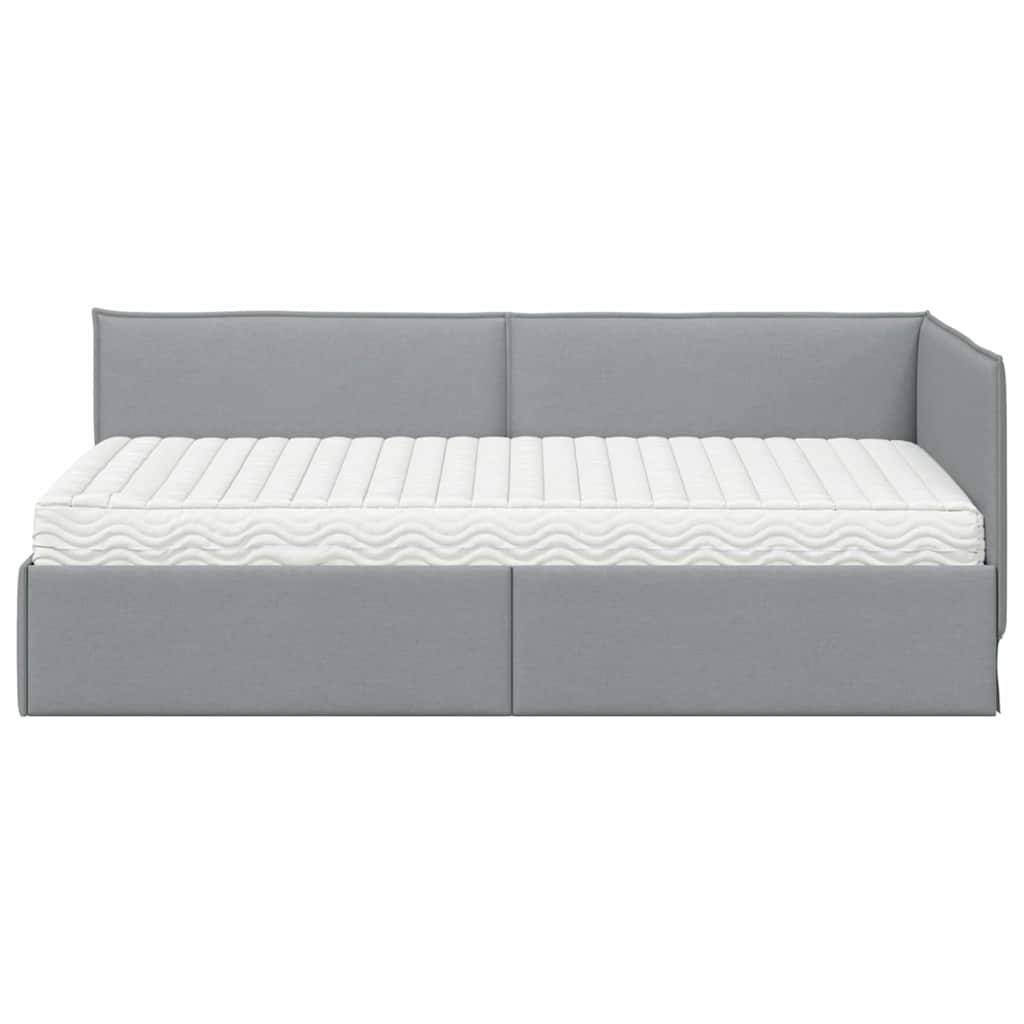 vidaXL Κρεβάτι γωνίας με στρώμα με κεφαλάρι 2 pcs Ανοιχτό γκρι Βελούδο