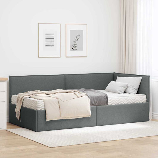 vidaXL Κρεβάτι γωνίας με στρώμα με κεφαλάρι 2 pcs Γκρι Βελούδο