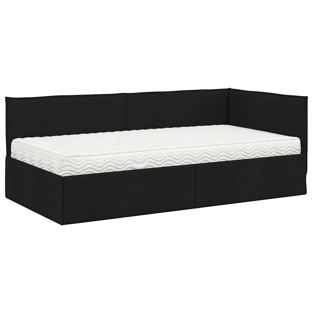 vidaXL Κρεβάτι γωνίας με στρώμα με κεφαλάρι 2 pcs Πράσινο Βελούδο