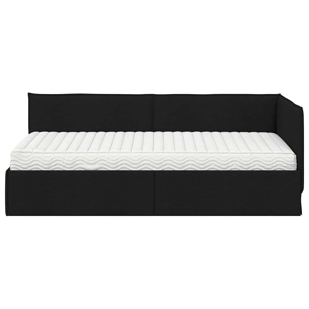 vidaXL Κρεβάτι γωνίας με στρώμα με κεφαλάρι 2 pcs Πράσινο Βελούδο