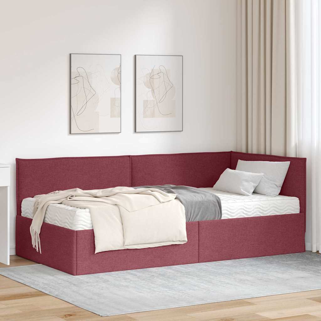 vidaXL Κρεβάτι γωνίας με στρώμα με κεφαλάρι 2 pcs Γκρι Βελούδο