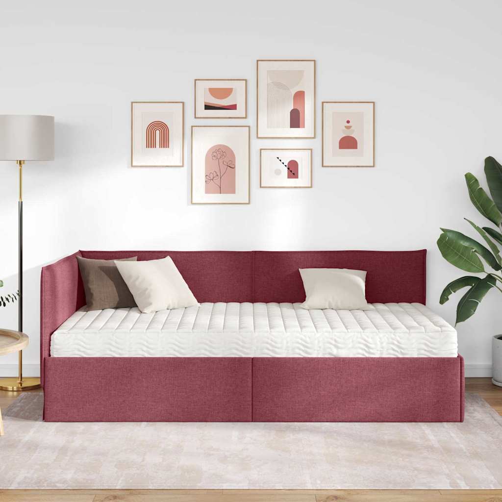 vidaXL Κρεβάτι γωνίας με στρώμα με κεφαλάρι 2 pcs Γκρι Βελούδο