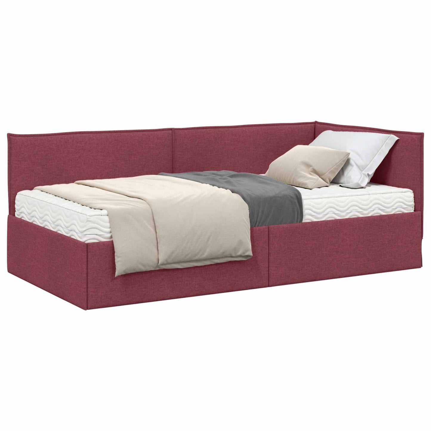 vidaXL Κρεβάτι γωνίας με στρώμα με κεφαλάρι 2 pcs Γκρι Βελούδο