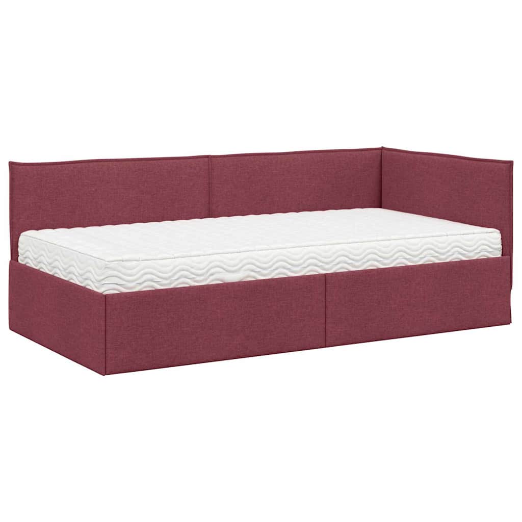 vidaXL Κρεβάτι γωνίας με στρώμα με κεφαλάρι 2 pcs Γκρι Βελούδο