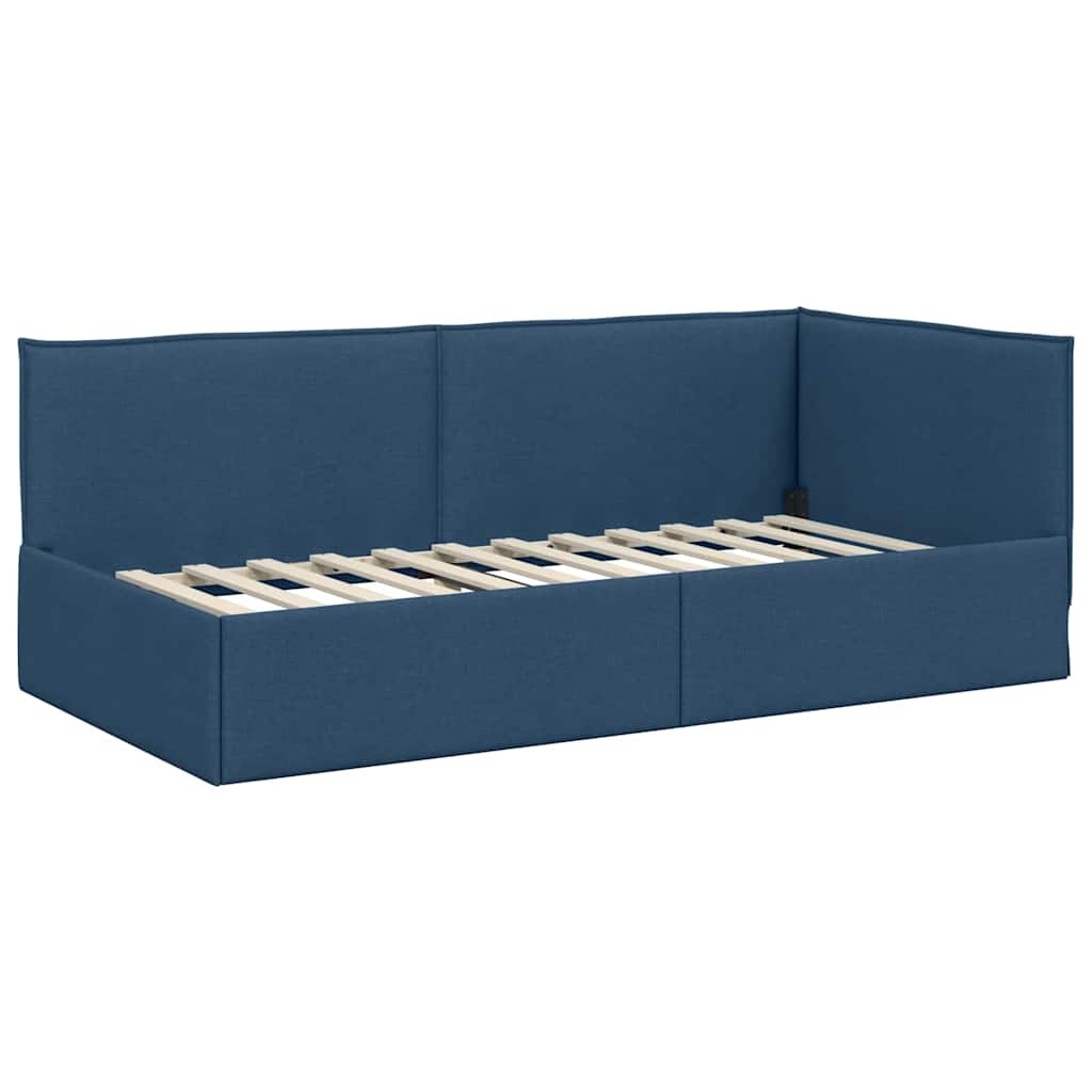 vidaXL Κρεβάτι γωνίας με στρώμα με κεφαλάρι 2 pcs Μπλε Βελούδο