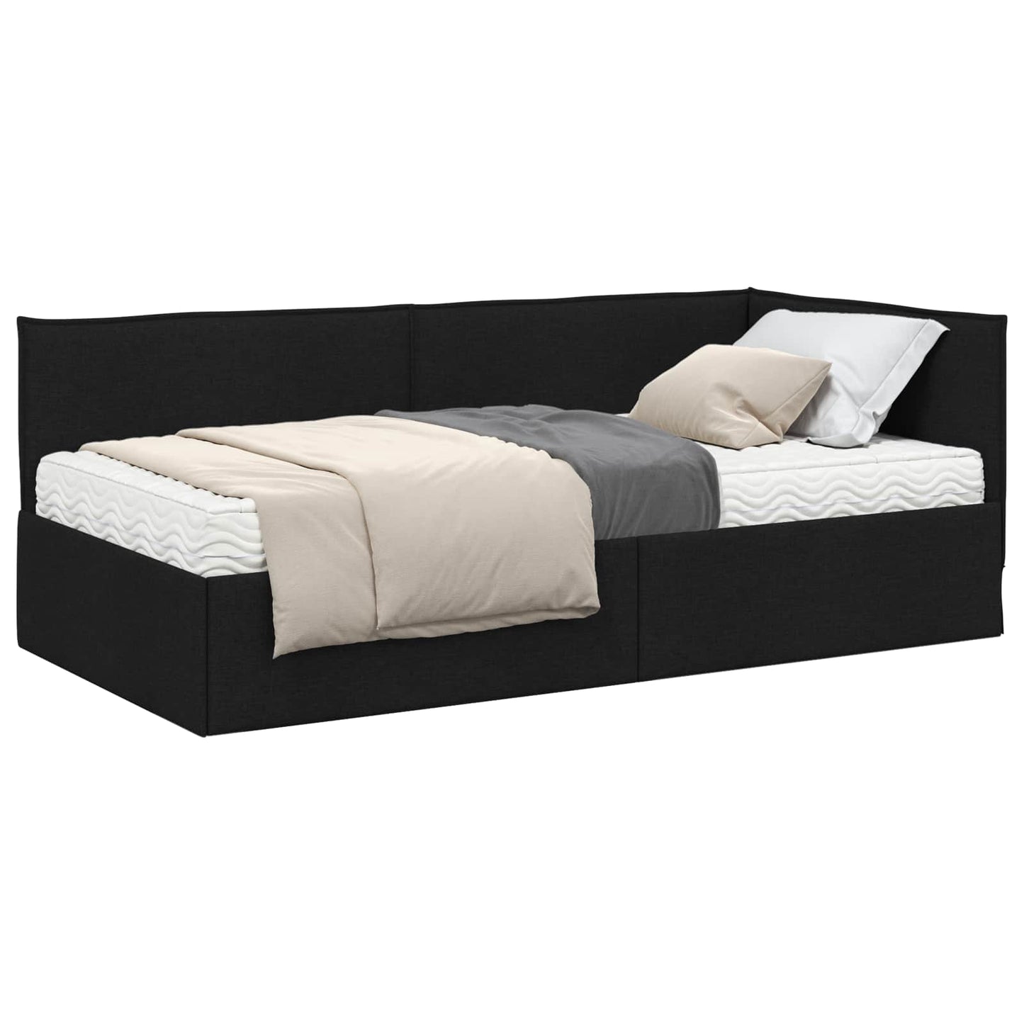 vidaXL Κρεβάτι γωνίας με στρώμα με κεφαλάρι 2 pcs Πράσινο Βελούδο