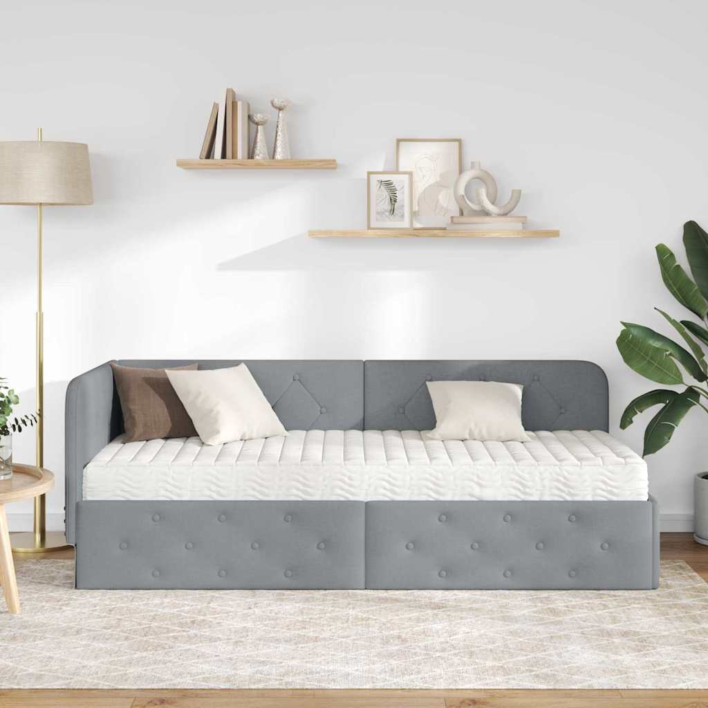 vidaXL Κρεβάτι Γωνίας Ανοιχτό γκρι 80 x 200 cm ύφασμα