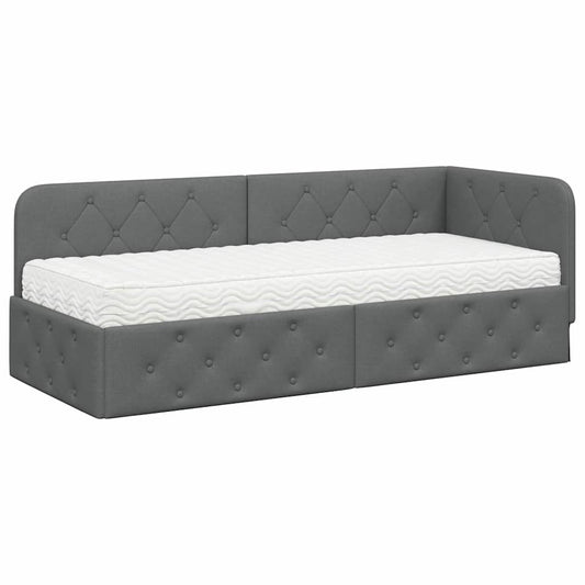 vidaXL Κρεβάτι Γωνίας Σκούρο Γκρι 80 x 200 cm ύφασμα