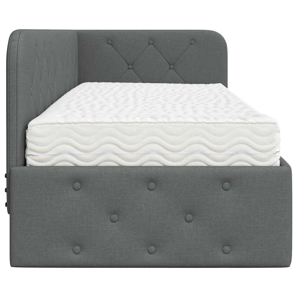 vidaXL Κρεβάτι Γωνίας με στρώμα Σκούρο Γκρι 80 x 200 cm ύφασμα