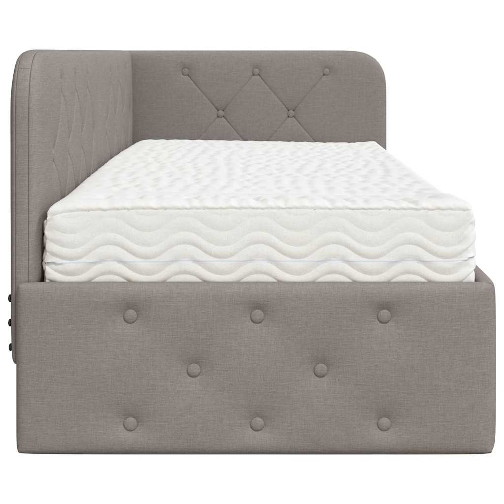vidaXL Κρεβάτι Γωνίας Taupe 80 x 200 cm ύφασμα