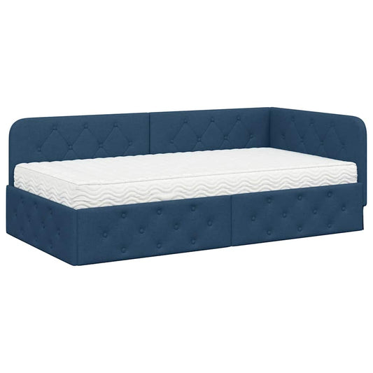 vidaXL Κρεβάτι Γωνίας Μπλε 90 x 190 cm ύφασμα