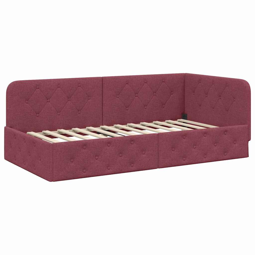 vidaXL Κρεβάτι Γωνίας Κόκκινο 90 x 200 cm ύφασμα