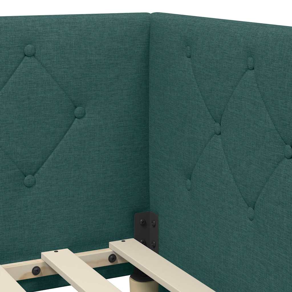 vidaXL Κρεβάτι Γωνίας Σκούρο Πράσινο 90 x 200 cm ύφασμα