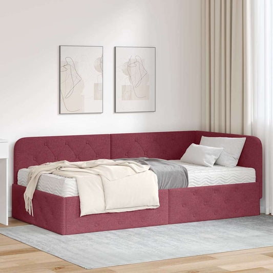 vidaXL Κρεβάτι Γωνίας Κόκκινο 100 x 200 cm ύφασμα