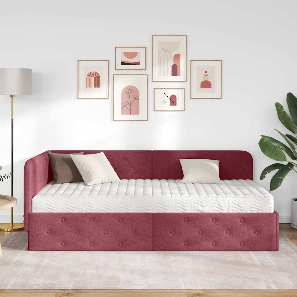 vidaXL Κρεβάτι Γωνίας Κόκκινο 100 x 200 cm ύφασμα