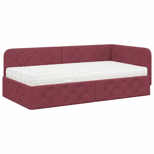 vidaXL Κρεβάτι Γωνίας Κόκκινο 100 x 200 cm ύφασμα