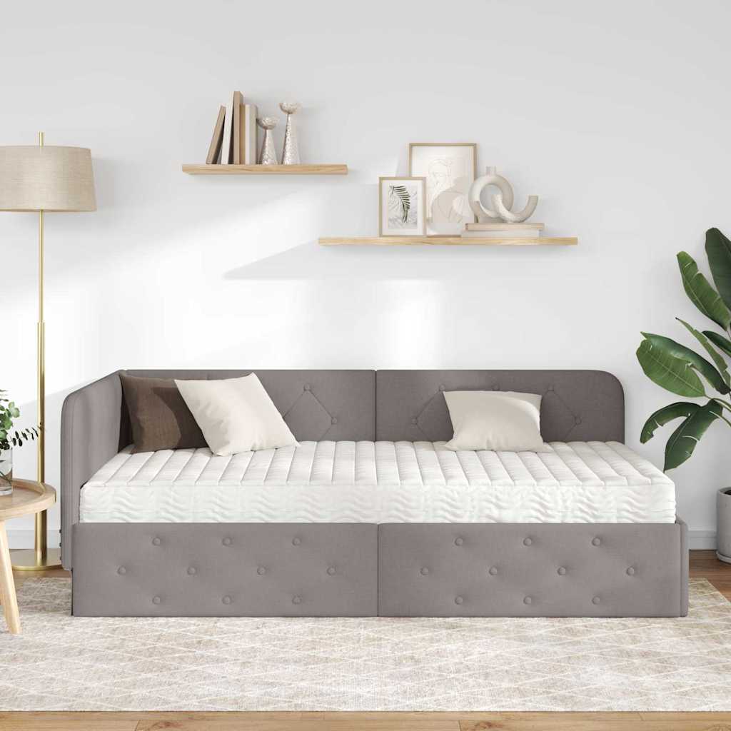 vidaXL Κρεβάτι Γωνίας Taupe 100 x 200 cm ύφασμα
