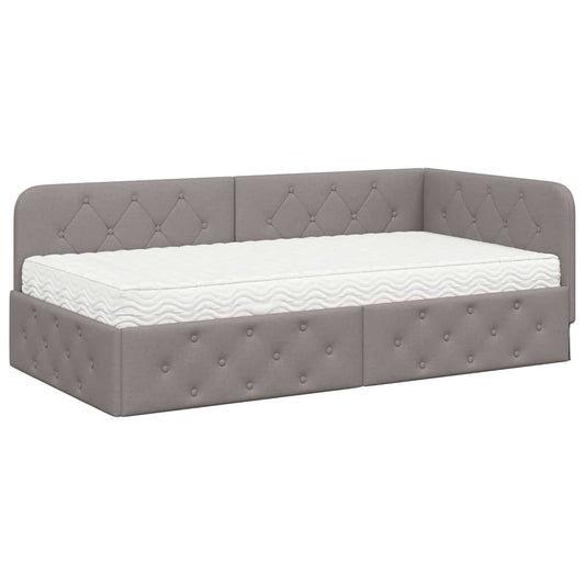 vidaXL Κρεβάτι Γωνίας Taupe 100 x 200 cm ύφασμα