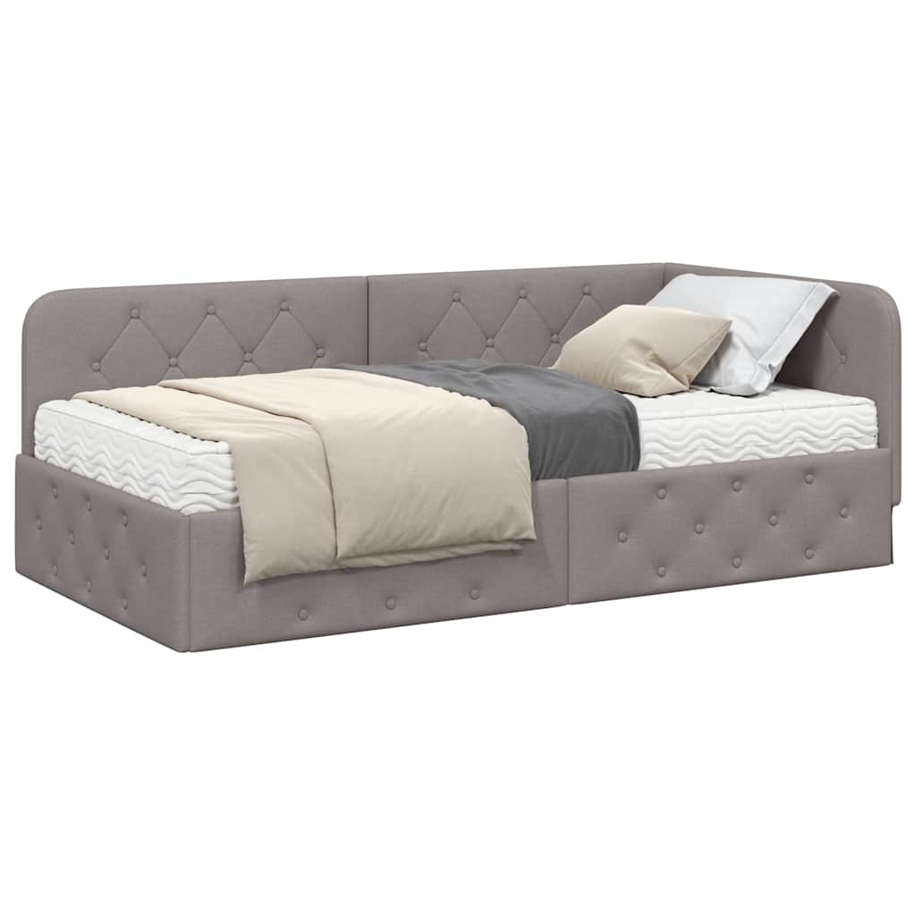 vidaXL Κρεβάτι Γωνίας Taupe 100 x 200 cm ύφασμα