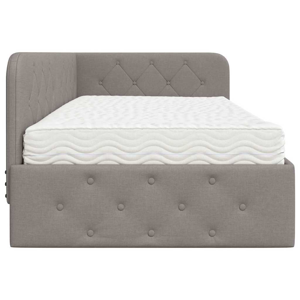 vidaXL Κρεβάτι Γωνίας Taupe 100 x 200 cm ύφασμα