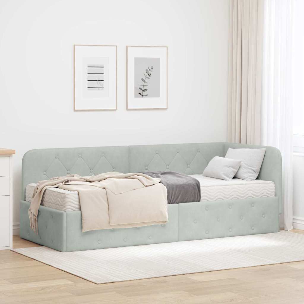 vidaXL Κρεβάτι Γωνίας Ανοιχτό γκρι 80 x 200 cm Βελούδο