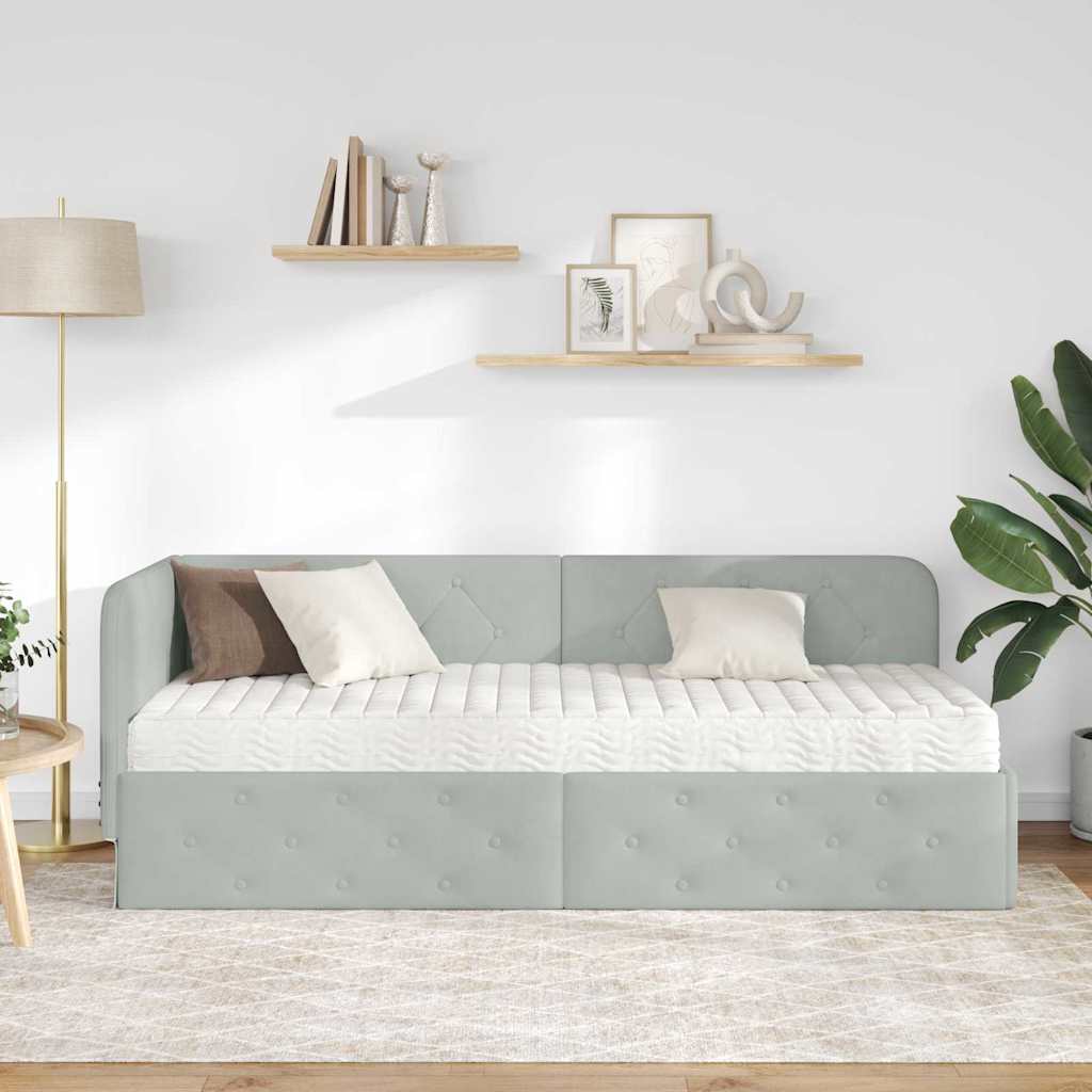 vidaXL Κρεβάτι Γωνίας Ανοιχτό γκρι 80 x 200 cm Βελούδο