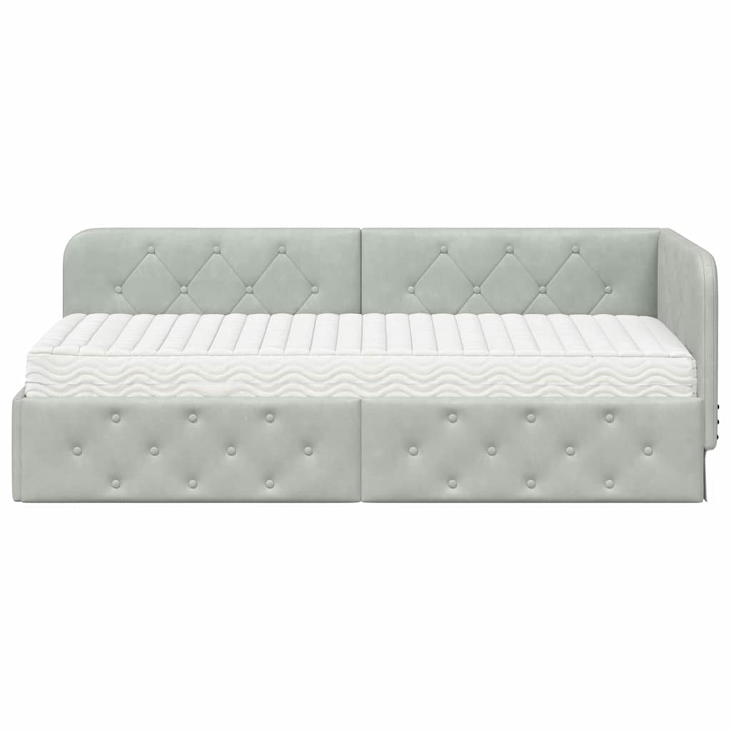 vidaXL Κρεβάτι Γωνίας Ανοιχτό γκρι 80 x 200 cm Βελούδο