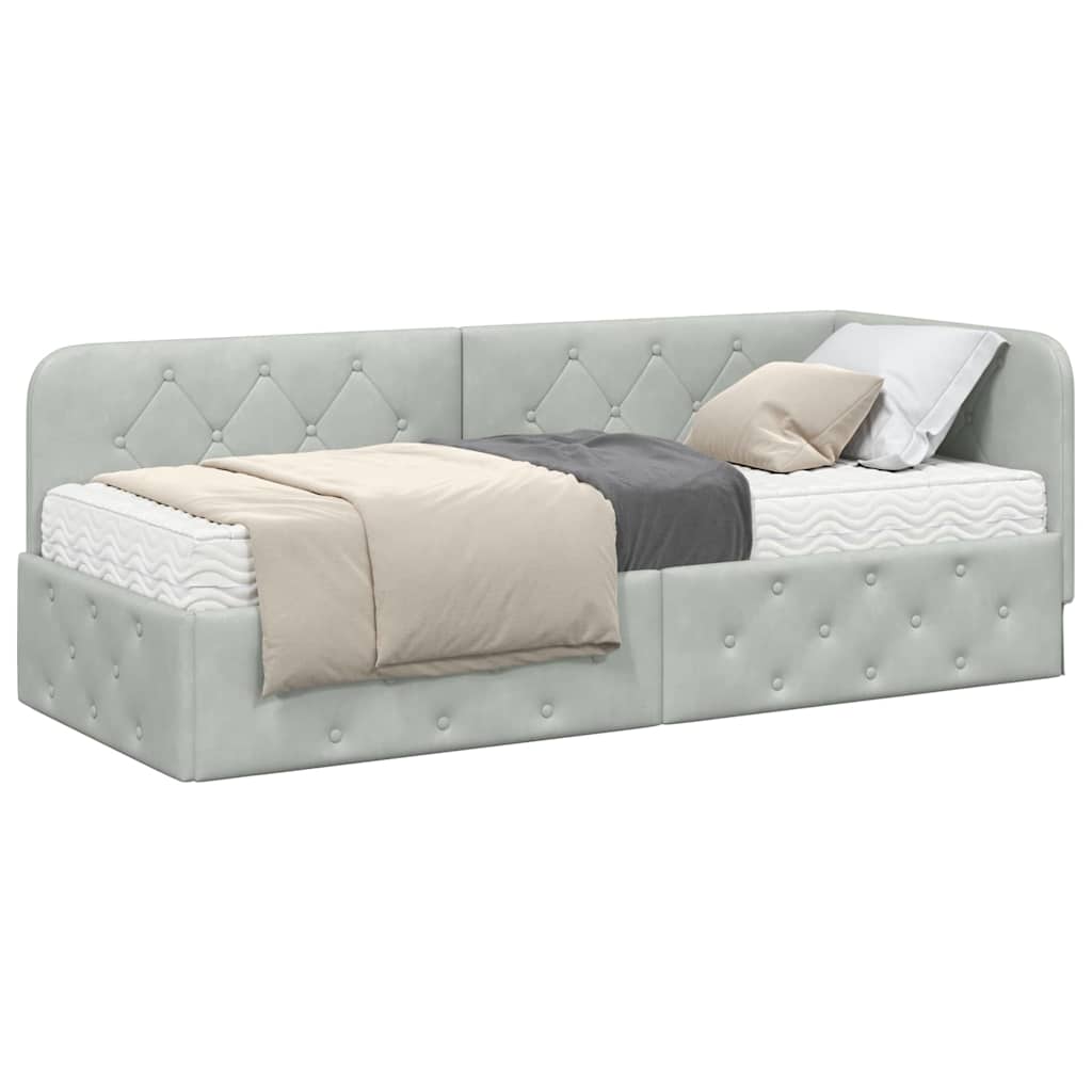 vidaXL Κρεβάτι Γωνίας Ανοιχτό γκρι 80 x 200 cm Βελούδο