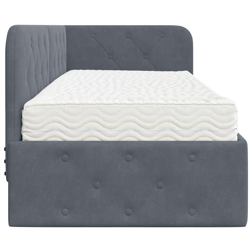 vidaXL Κρεβάτι Γωνίας με στρώμα Σκούρο Γκρι 80 x 200 cm Βελούδο