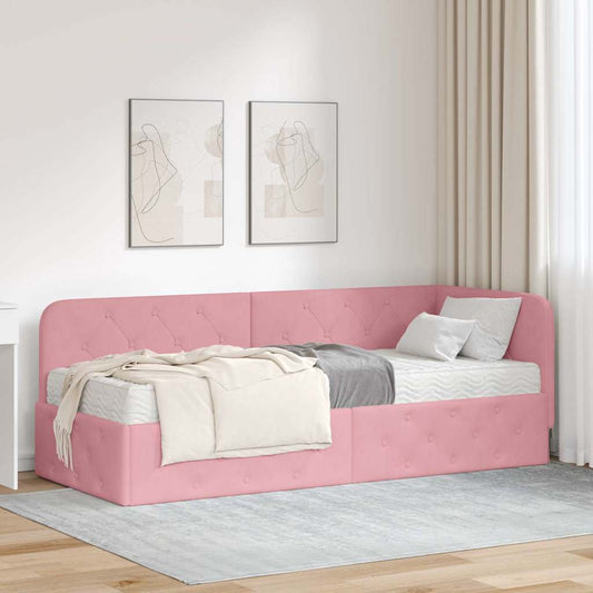 vidaXL Κρεβάτι Γωνίας Ροζ 80 x 200 cm Βελούδο