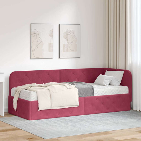 vidaXL Κρεβάτι Γωνίας Κόκκινο 80 x 200 cm Βελούδο