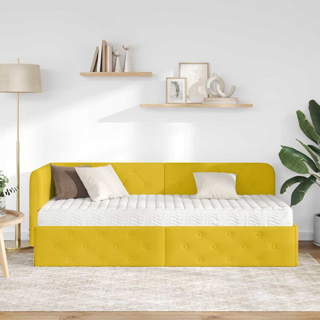 vidaXL Κρεβάτι Γωνίας Κίτρινο 80 x 200 cm Βελούδο