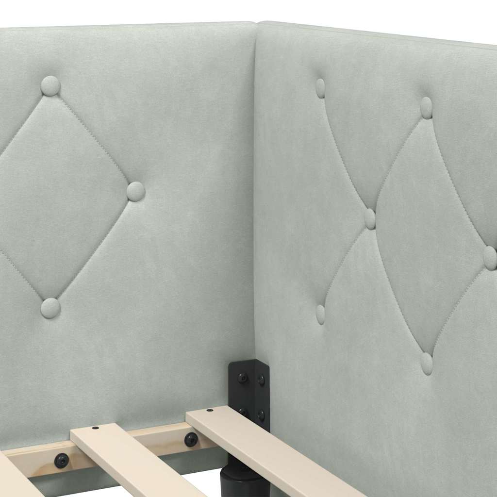 vidaXL Κρεβάτι Γωνίας Ανοιχτό γκρι 90 x 190 cm Βελούδο