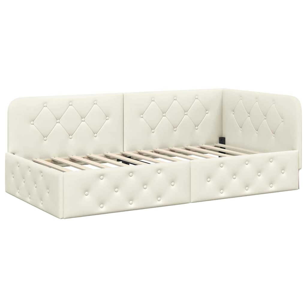vidaXL Κρεβάτι Γωνίας Κρεμ 90 x 190 cm Βελούδο