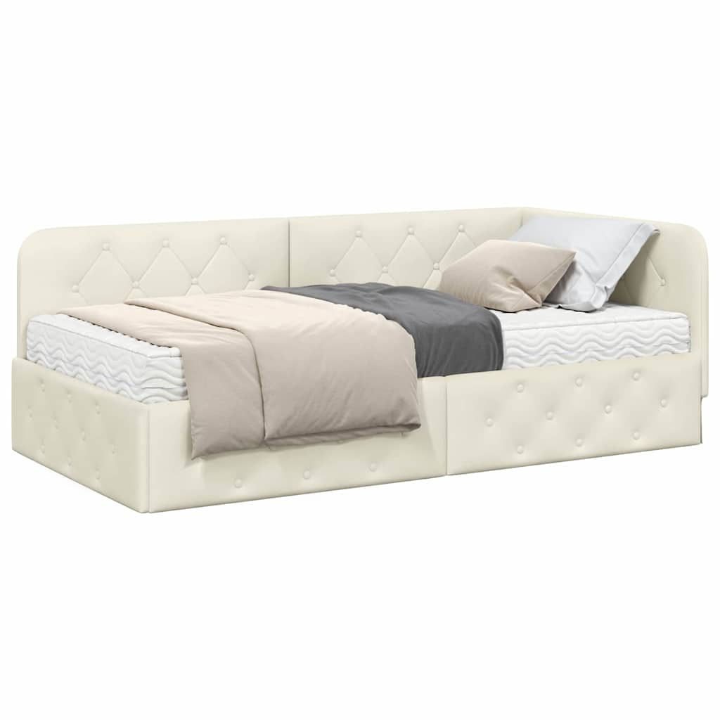 vidaXL Κρεβάτι Γωνίας Κρεμ 90 x 190 cm Βελούδο