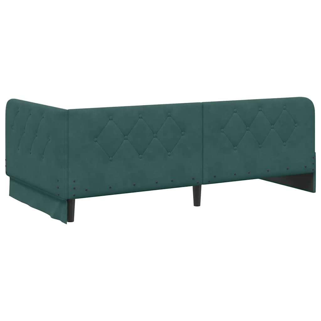 vidaXL Κρεβάτι Γωνίας Σκούρο Πράσινο 90 x 200 cm Βελούδο