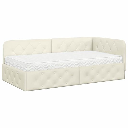 vidaXL Κρεβάτι Γωνίας Κρεμ 90 x 200 cm Βελούδο