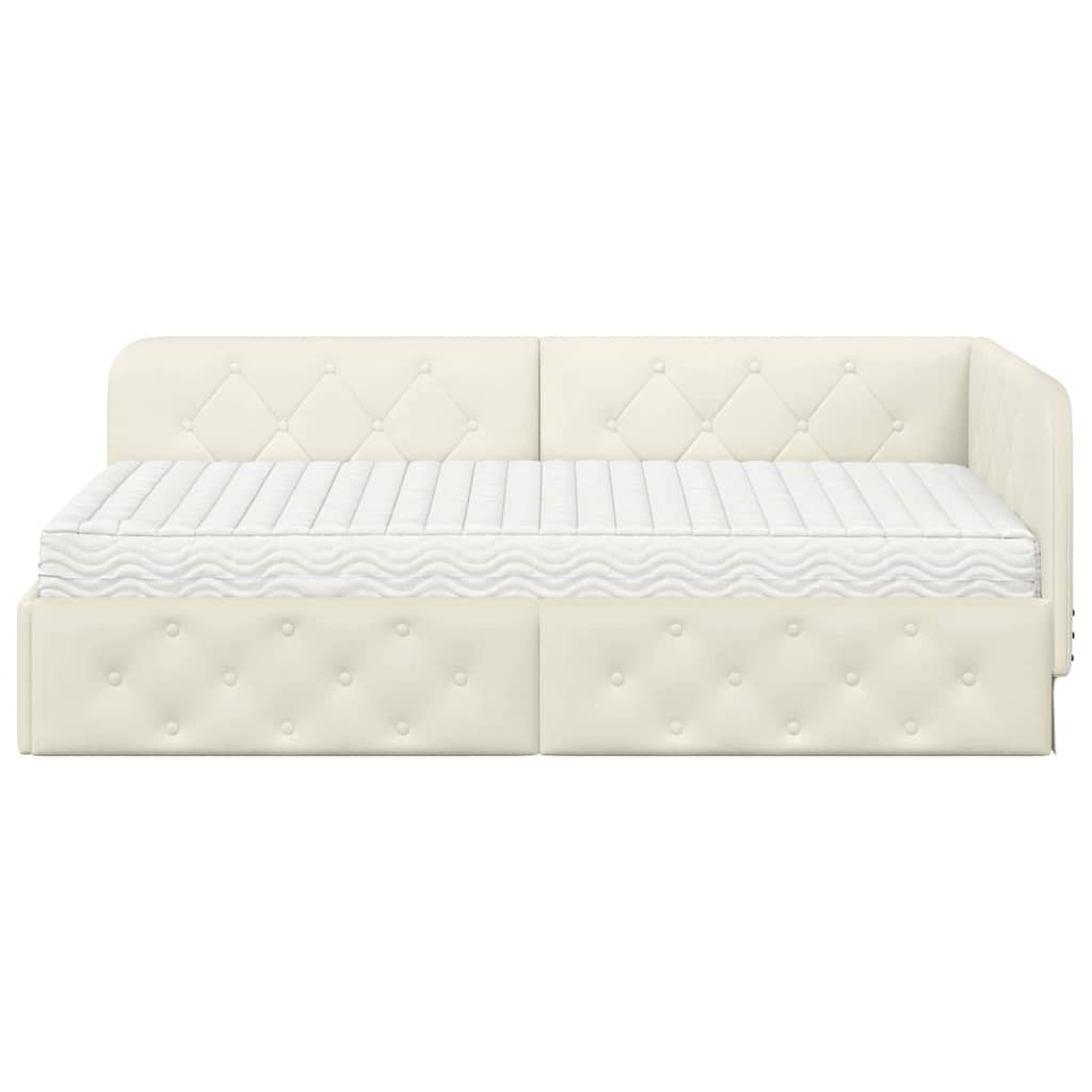 vidaXL Κρεβάτι Γωνίας Κρεμ 90 x 200 cm Βελούδο