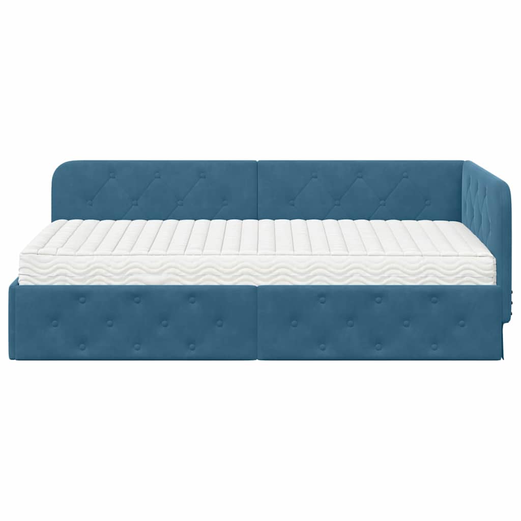 vidaXL Κρεβάτι Γωνίας Μπλε 100 x 200 cm Βελούδο