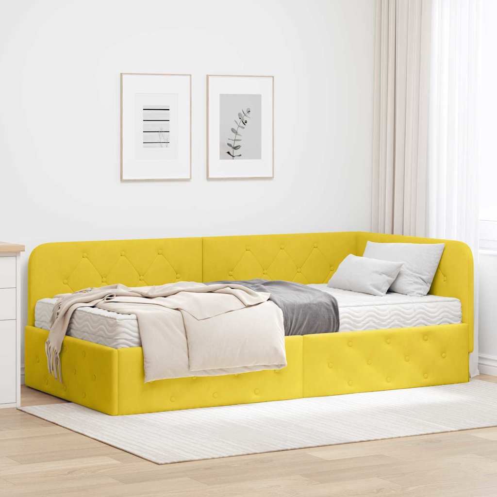vidaXL Κρεβάτι Γωνίας Κίτρινο 100 x 200 cm Βελούδο