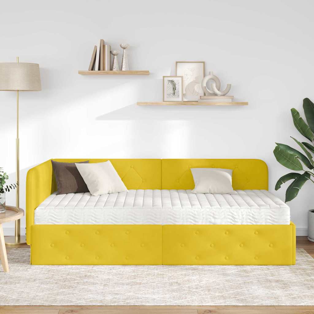 vidaXL Κρεβάτι Γωνίας Κίτρινο 100 x 200 cm Βελούδο