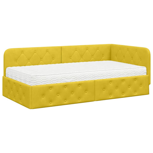 vidaXL Κρεβάτι Γωνίας Κίτρινο 100 x 200 cm Βελούδο