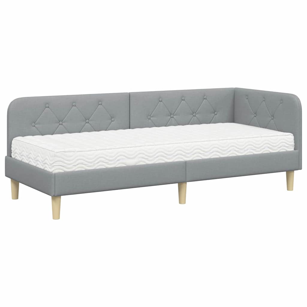 vidaXL Κρεβάτι Γωνίας Ανοιχτό γκρι 80 x 200 cm ύφασμα