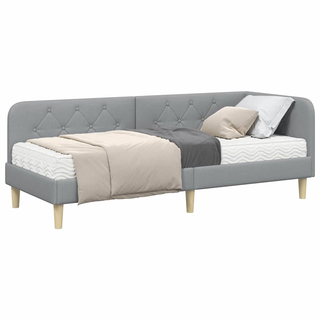 vidaXL Κρεβάτι Γωνίας Ανοιχτό γκρι 80 x 200 cm ύφασμα