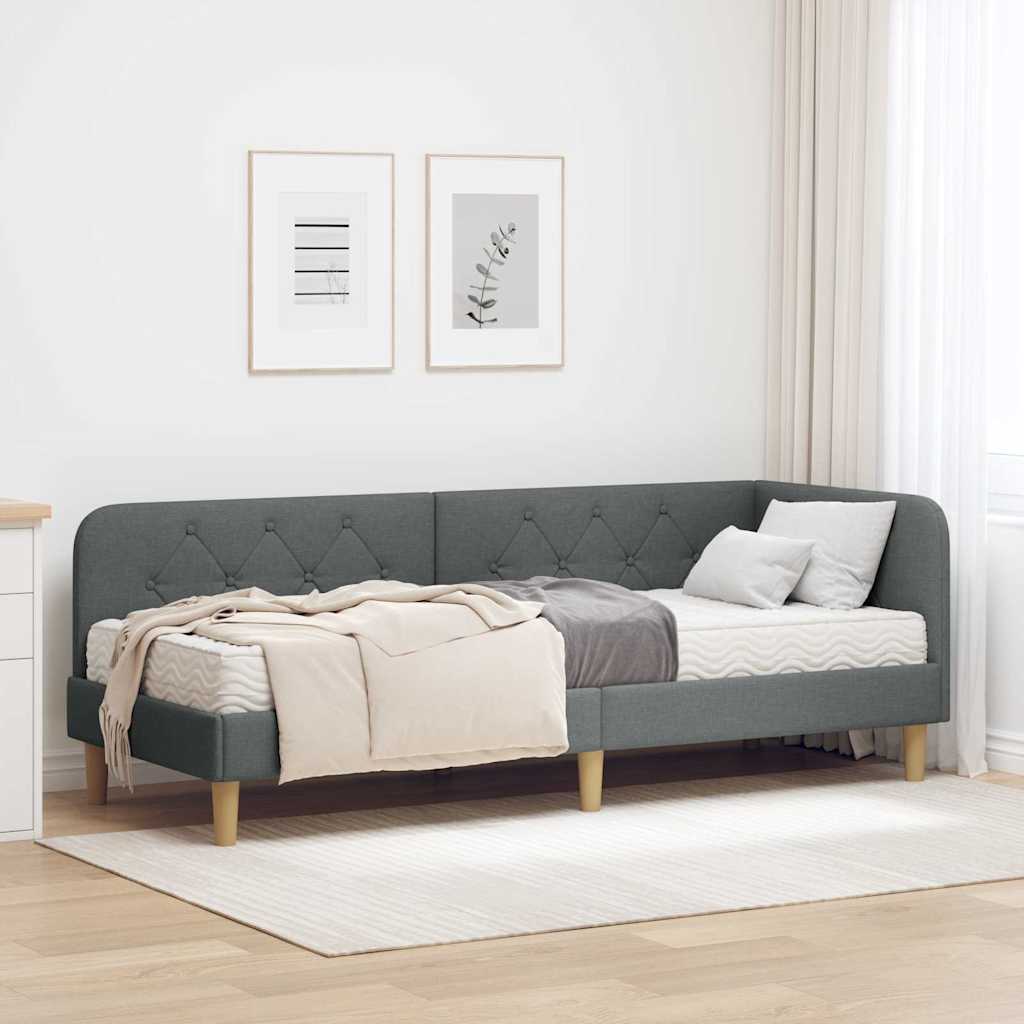 vidaXL Κρεβάτι Γωνίας Σκούρο Γκρι 80 x 200 cm ύφασμα