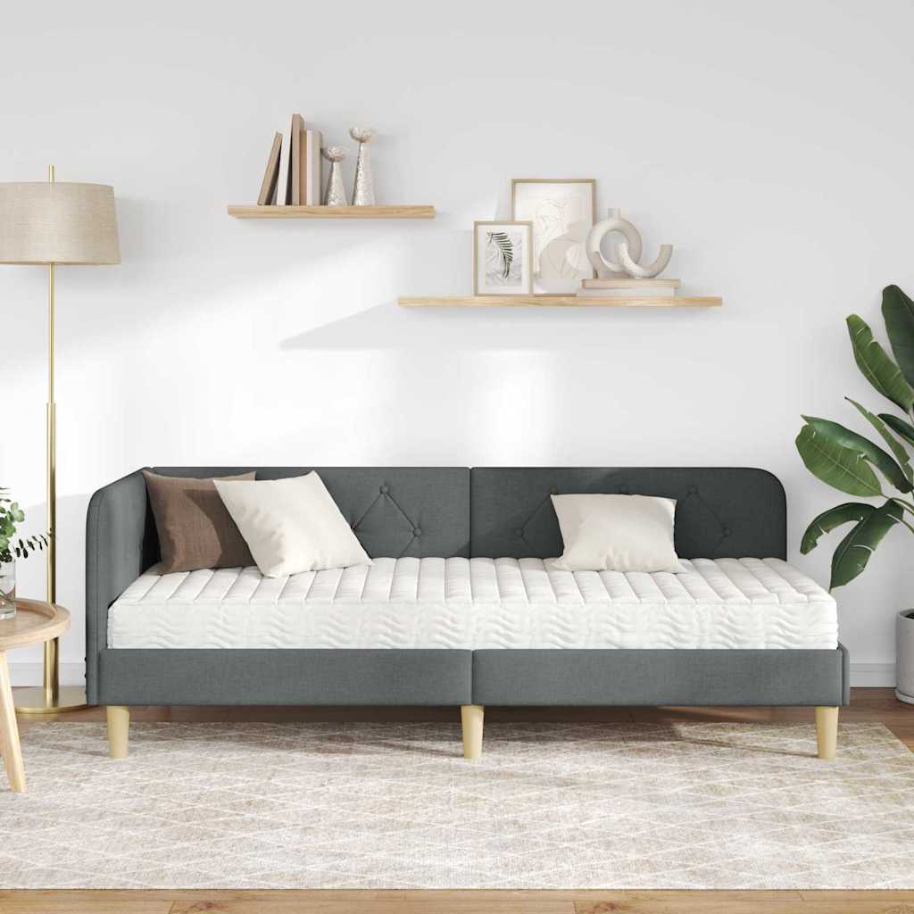 vidaXL Κρεβάτι Γωνίας Σκούρο Γκρι 80 x 200 cm ύφασμα