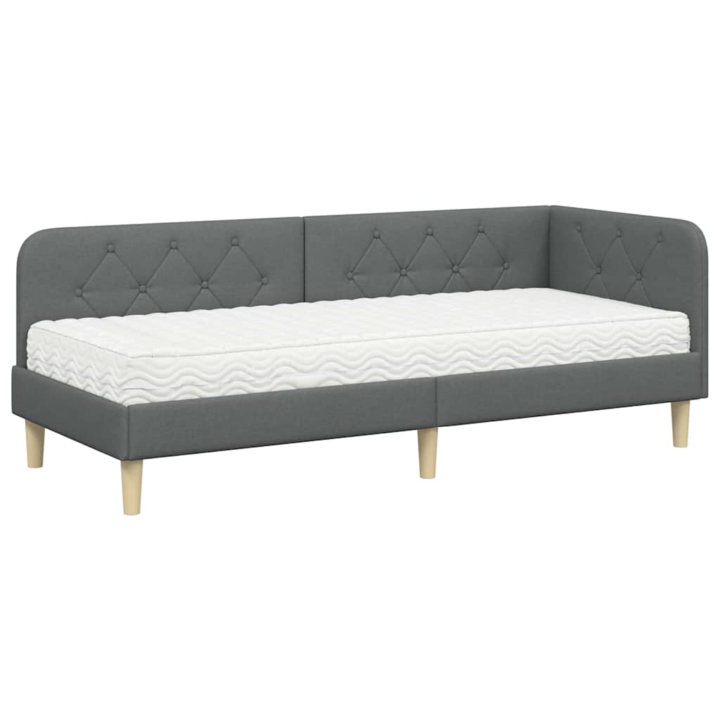 vidaXL Κρεβάτι Γωνίας Σκούρο Γκρι 80 x 200 cm ύφασμα
