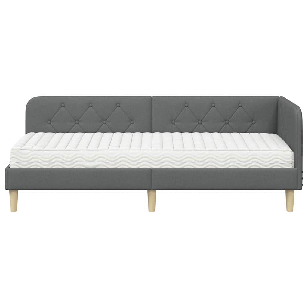 vidaXL Κρεβάτι Γωνίας Σκούρο Γκρι 80 x 200 cm ύφασμα